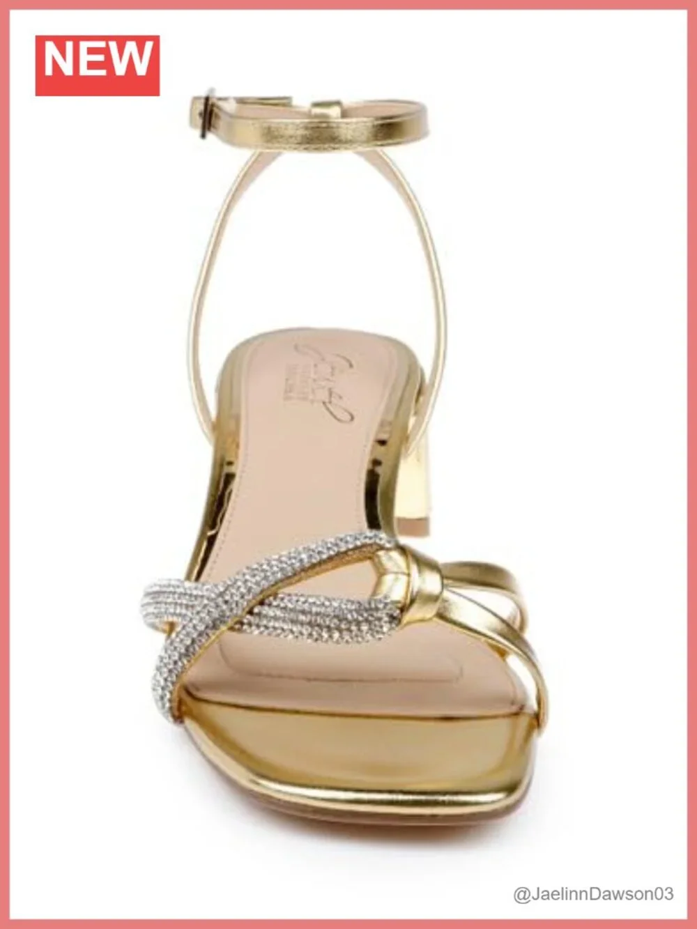 Low Block Heel Sandals with Ankle Strap - Satin Heels